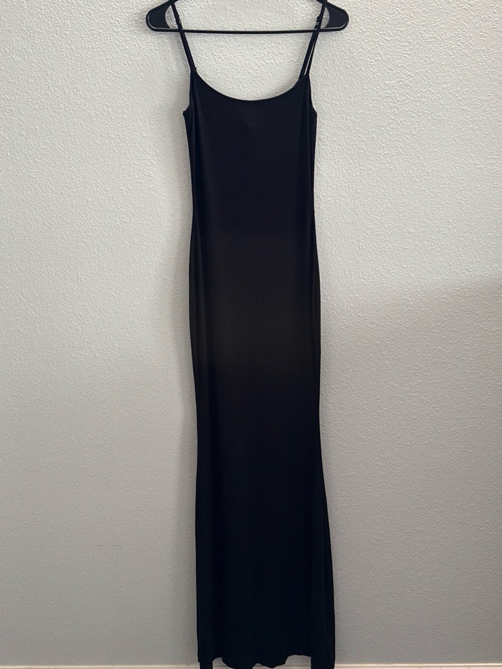 SKIMS Soft Lounge Long Slip Dress Black Ribbed Maxi Size L